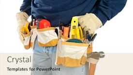  Presentation with ready - Beautiful PPT theme featuring skilled-tradesman-stands backdrop and a coral colored foreground