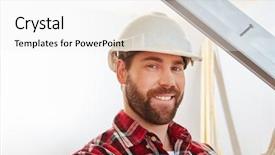  Presentation with construction site construction - Beautiful theme featuring skilled window builder mechanic fitting backdrop and a white colored foreground