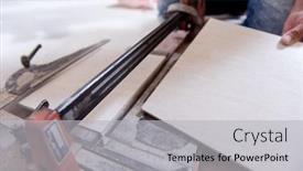  Presentation with ceramic tiles - Slide set having skilled-worker-cutting-the-ceramic background and a light gray colored foreground