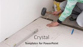  Presentation with ceramic tiles - Amazing PPT layouts having skilled-worker-installing-the-ceramic backdrop and a light gray colored foreground