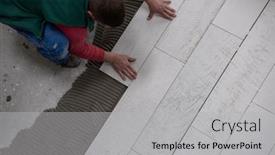  Presentation with flooring - Colorful slide set enhanced with skilled-worker-installing-the-ceramic backdrop and a light gray colored foreground