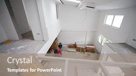  Presentation with ceramic tiles - Cool new theme with skilled-worker-installing-the-ceramic backdrop and a coral colored foreground