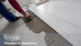  Presentation with flooring - Beautiful slide deck featuring skilled-worker-installing-the-ceramic backdrop and a gray colored foreground