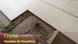  Presentation with flooring - Audience pleasing PPT theme consisting of skilled-worker-installing-the-ceramic backdrop and a tawny brown colored foreground