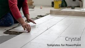  Presentation with ceramic tiles - Colorful PPT layouts enhanced with skilled-worker-installing-the-ceramic backdrop and a light gray colored foreground