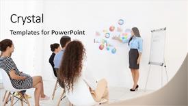  Presentation with trainer - Slides featuring skillful leader - business trainer giving presentation background and a white colored foreground