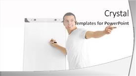  Presentation with trainer - Slide deck consisting of skillful leader - business trainer giving presentation background and a white colored foreground