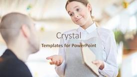  Presentation with waitress - Presentation design consisting of skillful young waitress is serving a customer background and a lemonade colored foreground