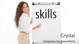  Presentation with skills - Beautiful theme featuring skills business trainer giving presentation backdrop and a white colored foreground