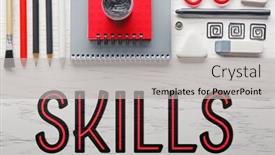  Presentation with skills - Beautiful PPT layouts featuring skills office supplies on light wooden background backdrop and a light gray colored foreground