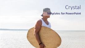  Presentation with skimboarding - Presentation theme enhanced with skimboarding-water-sport-and-people background and a sky blue colored foreground