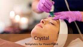  Presentation with crystals - Cool new PPT layouts with skin abrasions - people beauty cosmetology exfoliation backdrop and a coral colored foreground