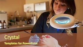  Presentation with cosmetic - Colorful slide set enhanced with skin abrasions - woman having dermo abrasion cosmetic backdrop and a  colored foreground