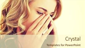  Presentation with woman in pain - Amazing presentation having skin allergy - young woman with sinus pressure backdrop and a  colored foreground