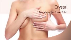  Presentation with breast cancer - Presentation design featuring skin anatomy - female controlling breast for cancer background and a lemonade colored foreground