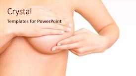  Presentation with skin cancer - PPT layouts having skin anatomy - female controlling breast for cancer background and a lemonade colored foreground