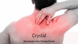  Presentation with back pain - Presentation enhanced with skin anatomy - young man with back pain background and a coral colored foreground