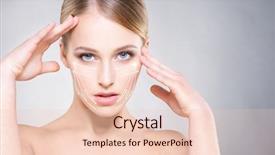  Presentation with blue eyes technology - PPT theme featuring skin and beautiful blue eye background and a lemonade colored foreground