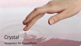  Presentation with finger - Audience pleasing presentation theme consisting of skin aura - finger touches water close up backdrop and a light gray colored foreground