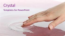  Presentation with many bubbles in water close - Audience pleasing PPT layouts consisting of skin aura - finger touches water close up backdrop and a  colored foreground