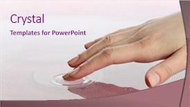  Presentation with many bubbles in water close - PPT layouts with skin aura - finger touches water close up background and a  colored foreground