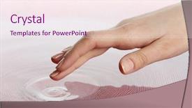  Presentation with many bubbles in water close - Beautiful theme featuring skin aura - finger touches water close up backdrop and a  colored foreground