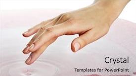  Presentation with finger - PPT layouts having skin aura - finger touches water close up background and a soft green colored foreground