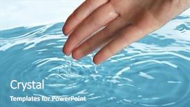  Presentation with many bubbles in water close - Slide deck consisting of skin aura - finger touches water close up background and a  colored foreground