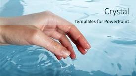  Presentation with finger - Presentation consisting of skin aura - finger touches water close up background and a  colored foreground