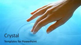  Presentation with finger - Slides having skin aura - finger touches water close up background and a light blue colored foreground