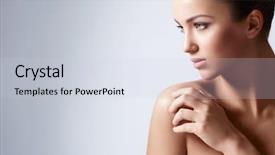  Presentation with studio - PPT theme enhanced with skin beauty care - young beautiful girl in studio background and a lemonade colored foreground