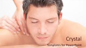  Presentation with relaxing - PPT layouts consisting of skin beauty oils - man relaxing comfort getting neck background and a lemonade colored foreground