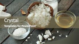  Presentation with natural ingredients - Beautiful slide deck featuring skin beauty oils - natural scrub ingredients on wooden backdrop and a coral colored foreground