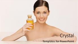  Presentation with beautiful skin - PPT layouts consisting of skin beauty oils - picture of beautiful woman background and a lemonade colored foreground