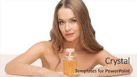  Presentation with beautiful skin - PPT theme with skin beauty oils - picture of beautiful woman background and a coral colored foreground