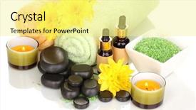  Presentation with spa white orchids black - Slides enhanced with skin beauty oils - spa setting isolated on white background and a  colored foreground