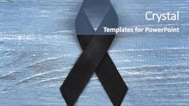  Presentation with melanoma - Cool new theme with skin cancer - black ribbon on grey wooden backdrop and a teal colored foreground