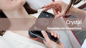  Presentation with examination - Slide set with skin cancer - dermatologist examining birthmarks and moles background and a coral colored foreground