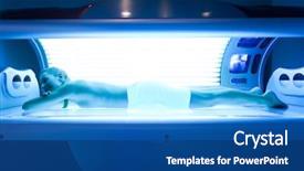  Presentation with skin cancer - PPT layouts enhanced with skin cancer - young woman lying on tanning background and a ocean colored foreground