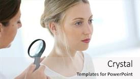  Presentation with skin doctor - Cool new presentation design with skin cancer - young woman seeing doctor backdrop and a light gray colored foreground