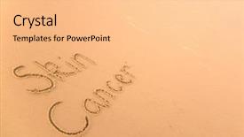  Presentation with skin cancer - PPT layouts with skin cancer written in sand background and a lemonade colored foreground