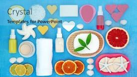  Presentation with skin care natural products - Cool new slide set with skin-care-beauty-treatment backdrop and a light blue colored foreground