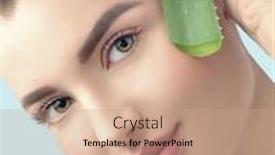  Presentation with beauty product - Cool new presentation theme with skin-care-beauty-woman backdrop and a coral colored foreground