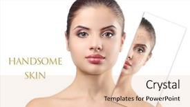  Presentation with youth skin care concept beige - Theme having skin care concept young woman background and a lemonade colored foreground