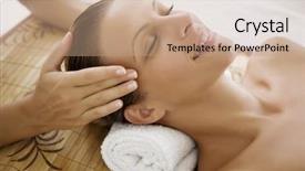  Presentation with spotrs massage therapy - Slides with skin care free - female ebjoying a massage background and a  colored foreground