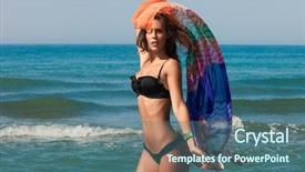  Presentation with black woman at gas station - Slide deck with skin care free - young attractive tanned woman background and a ocean colored foreground