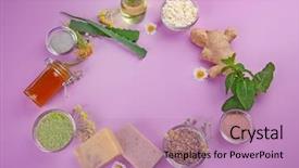  Presentation with skin care natural - Beautiful slide set featuring skin care on violet backdrop and a coral colored foreground