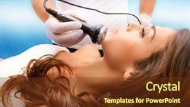  Presentation with medical spa - Slides with ultrasonic - woman face treatment in medical background and a tawny brown colored foreground