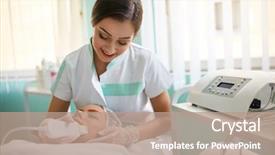  Presentation with cosmetology clinic - Theme consisting of woman receiving cleansing therapy background and a coral colored foreground