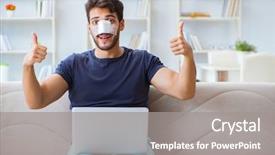  Presentation with plastic surgery - Presentation design with beaten - young man recovering healing background and a light blue colored foreground